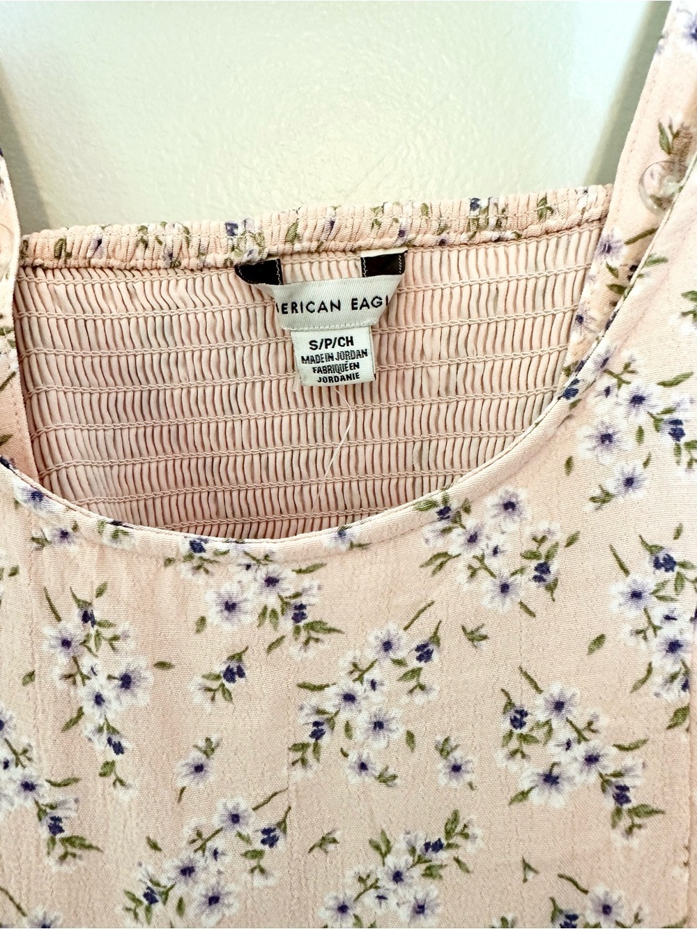 American Eagle Pink Floral Smocked Back Mini Dress Women’s Size Small NWT - Picture 6 of 6